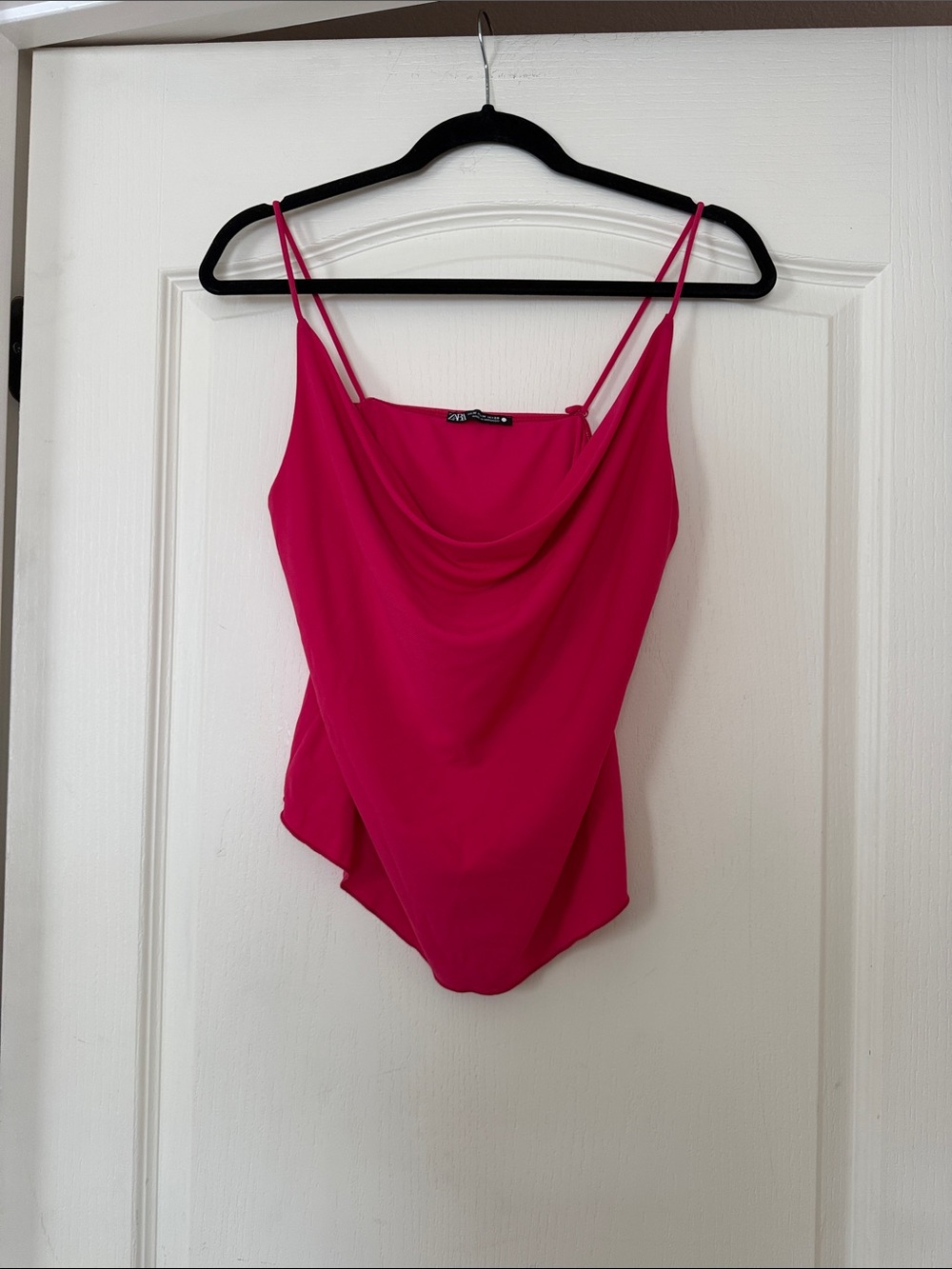 Zara Hot Pink Cowl Neck Double Spaghetti Strap Camisole